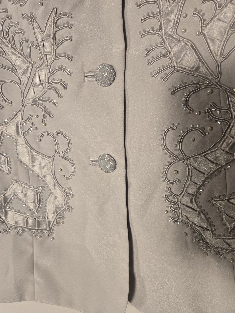 Beau Marc Light Gray Embroidered Women's Blazer Church Apparel - Picture 5 of 11